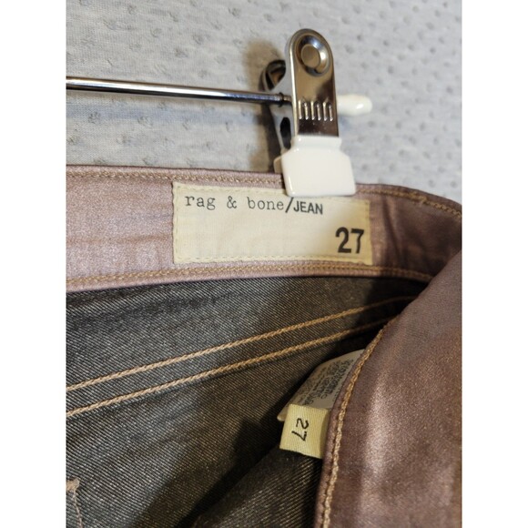 Rag & Bone Rose Metallic Coated Stretch Legging Skinny Jeans Tag 27 Fits 28x27 - Picture 13 of 16